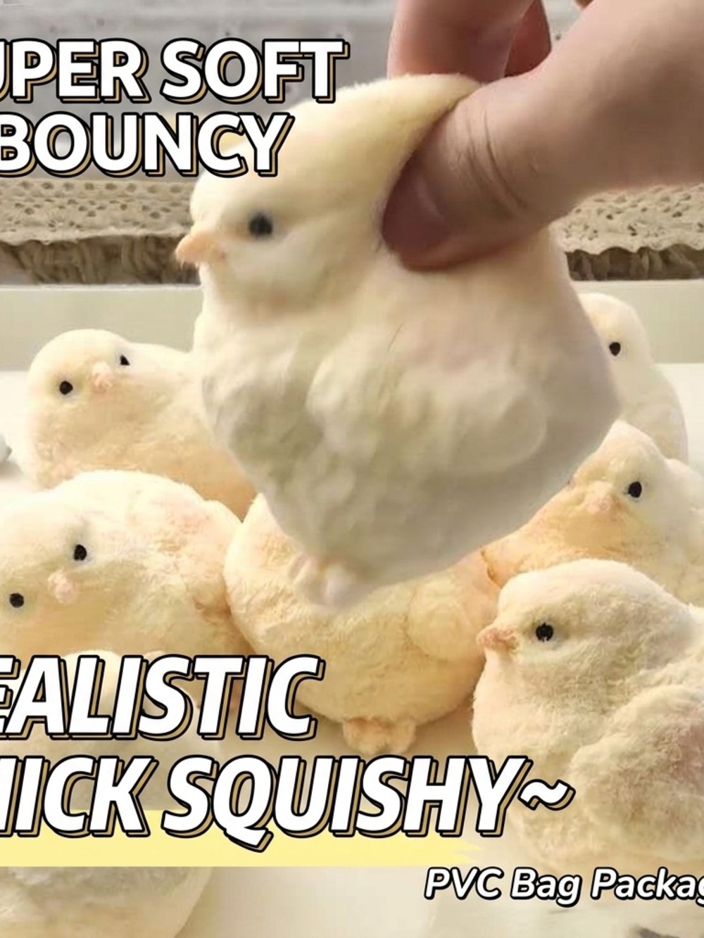 Plush Chick Squishy Toy - Cream Yellow